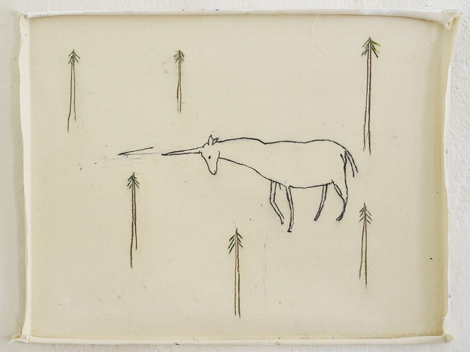 Unicorn on the promenade in the forest, 50 × 64 cm, 2013
